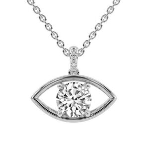 Platinum Evil Eye Charm Diamond Pendant