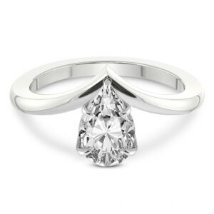 0.51 Ct Pear Cut Janes Chevron Lab Diamond Ring in 14kt White Gold
