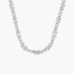Oval And Round Diamond Eternity Necklace in 14k White Gold (8 1/2 ct. tw.)