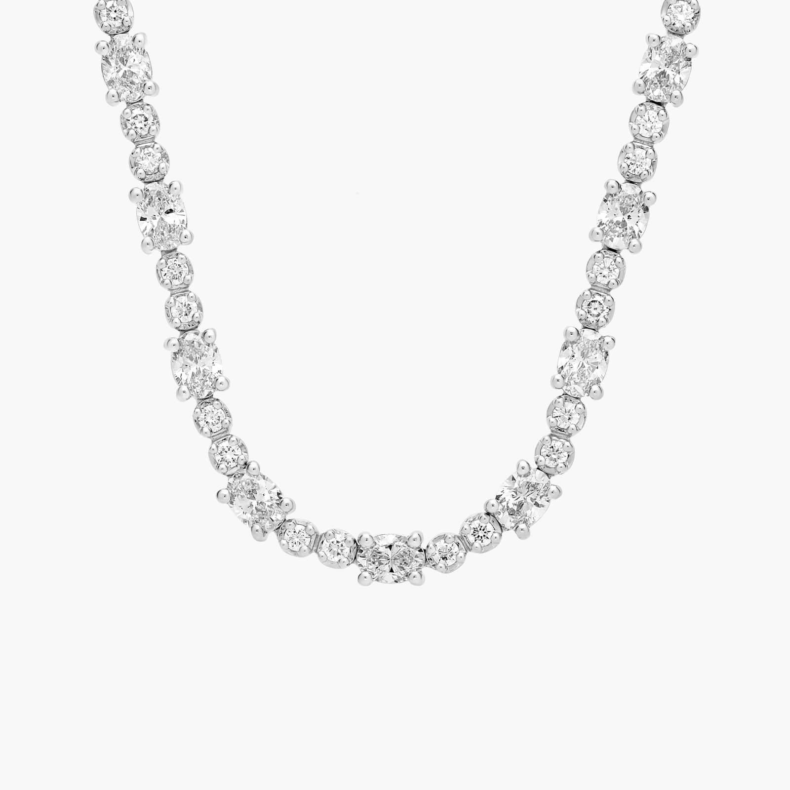 Oval And Round Diamond Eternity Necklace in 14k White Gold (8 1/2 ct. tw.)