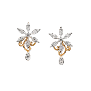 Diamond and Gold Blossom Earrings